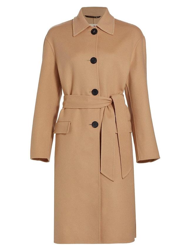 Womens Wool-Blend Belted Coat Product Image
