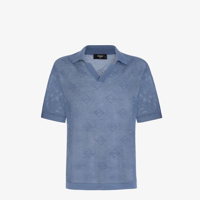 Polo shirtBlue cashmere and silk polo shirt Product Image