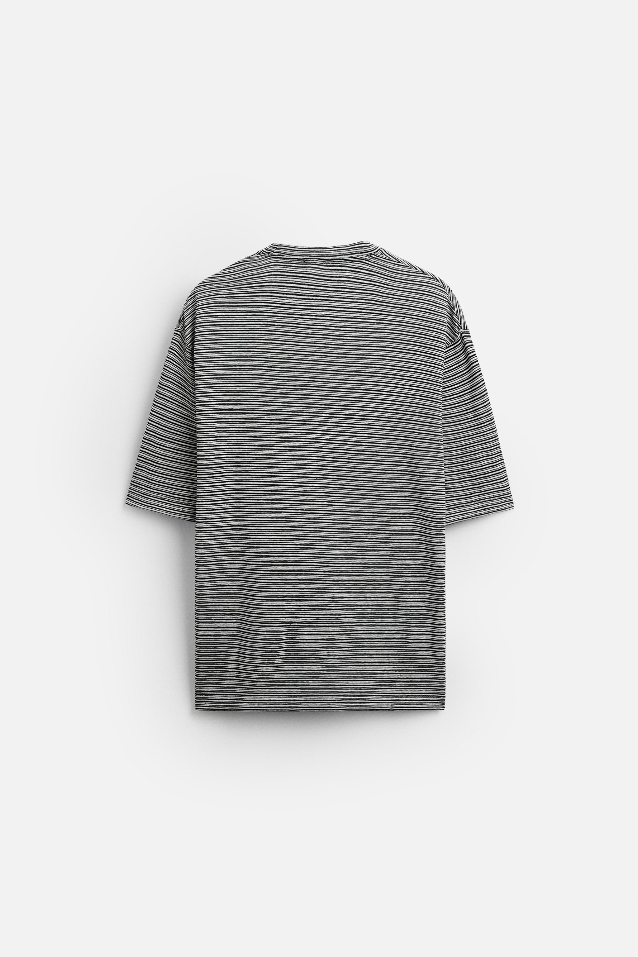 STRIPED HEMP - VISCOSE T-SHIRT Product Image