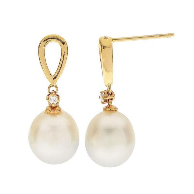 PearLustre by Imperial 10k Gold Freshwater Cultured Pearl & Diamond Accent Drop Earrings, Womens Product Image