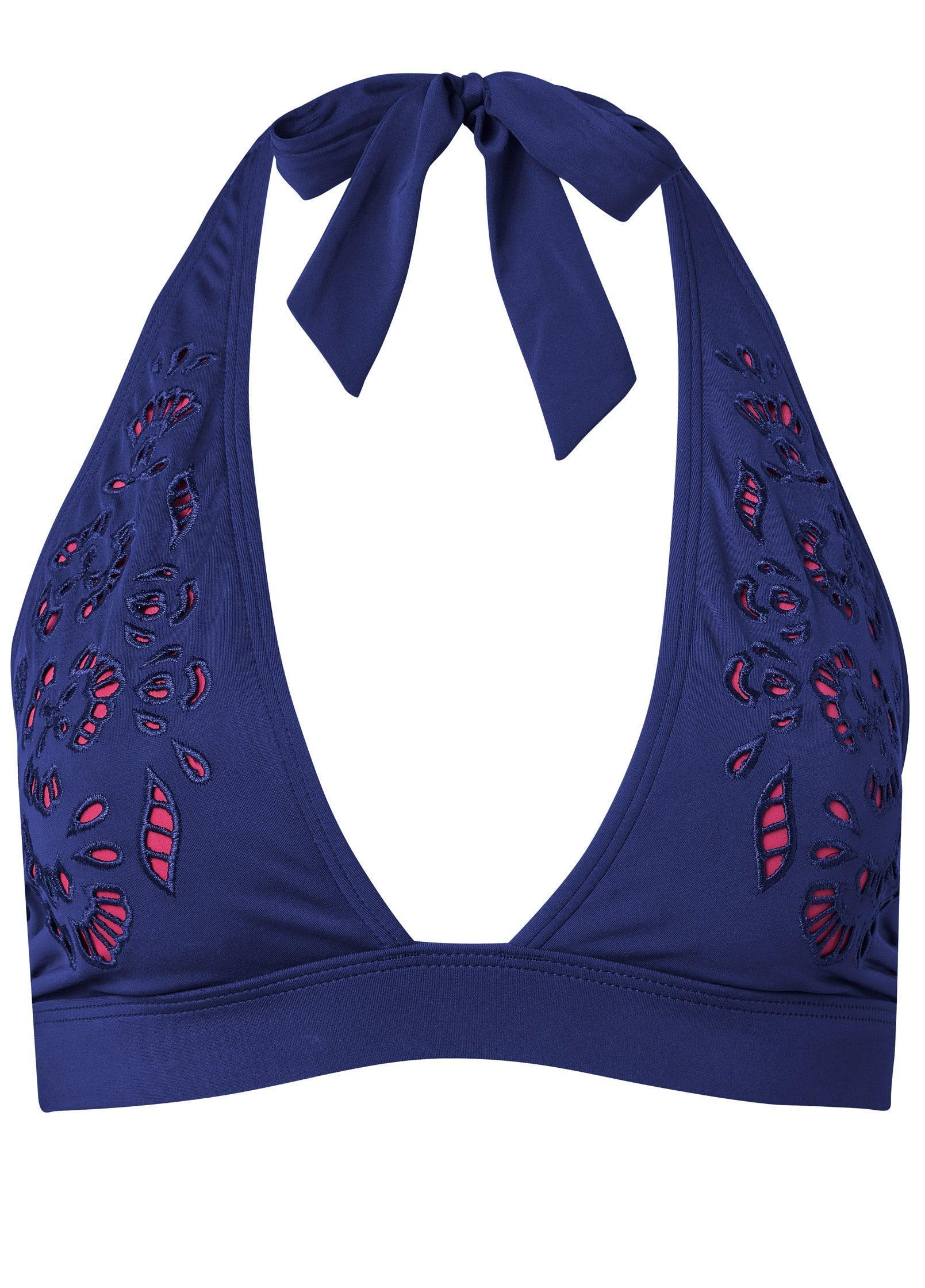 Eyelet Halter Top - Ultramarine Blue & Sunset Pink Product Image