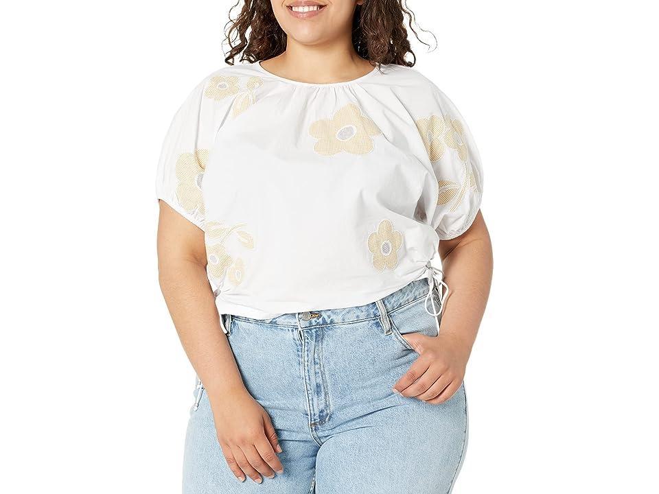 Madewell Embroidered Puff Sleeve Cutout Crop Poplin Top Product Image