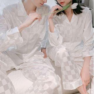 Couple Matching Checked Pajama Set Product Image