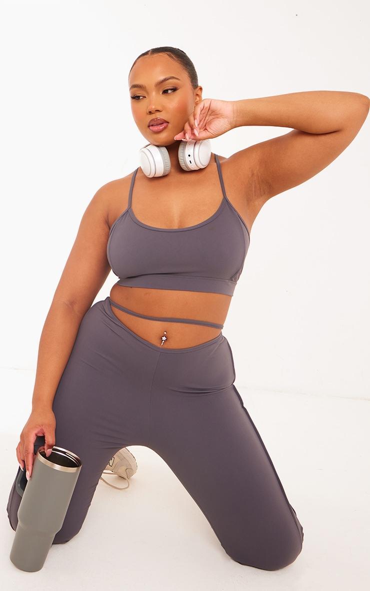 Plus Charcoal Sculpt Strappy Gym Leggings Product Image