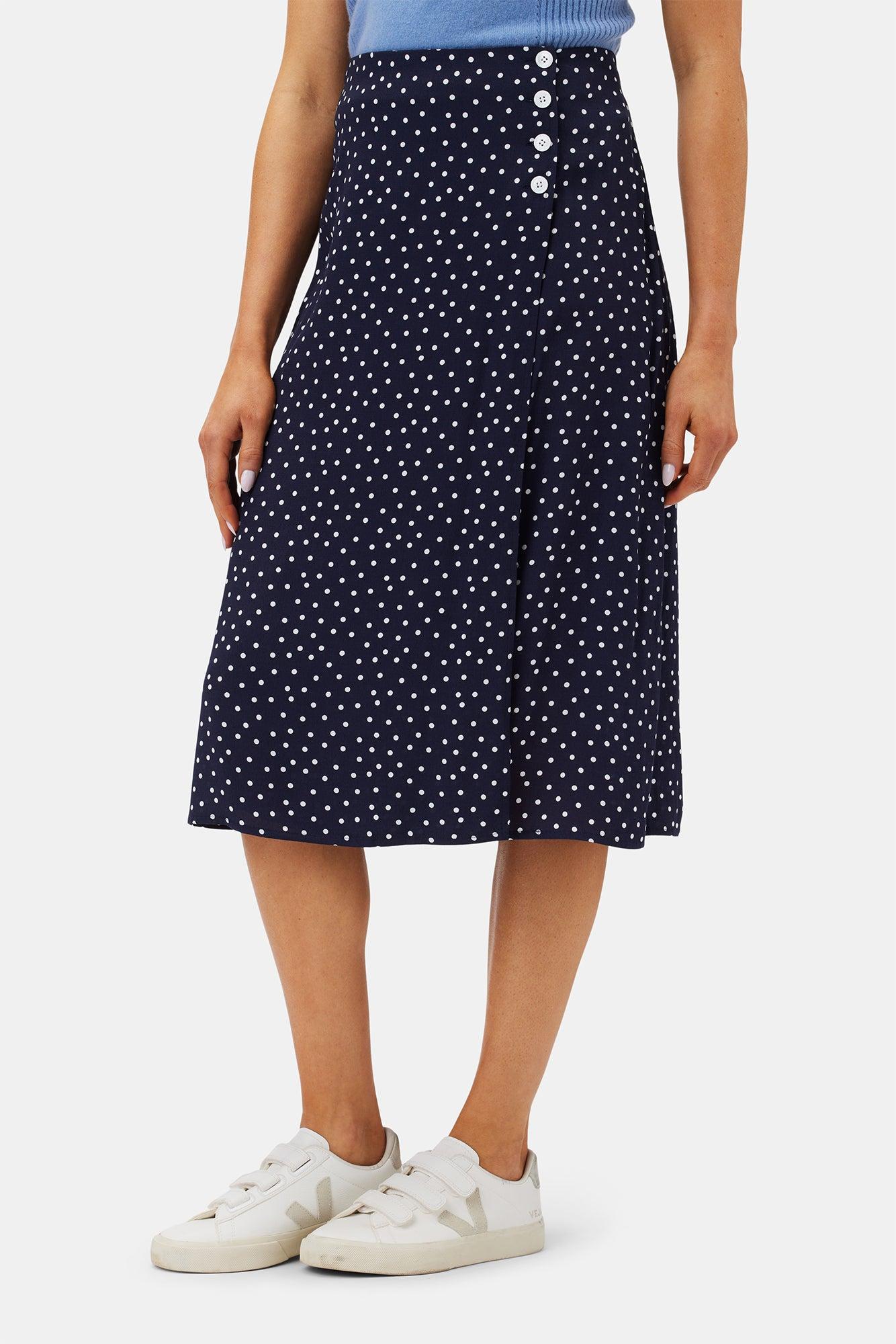 Gabrielle Wrap Skirt - Riviera Dot Navy Blue Product Image