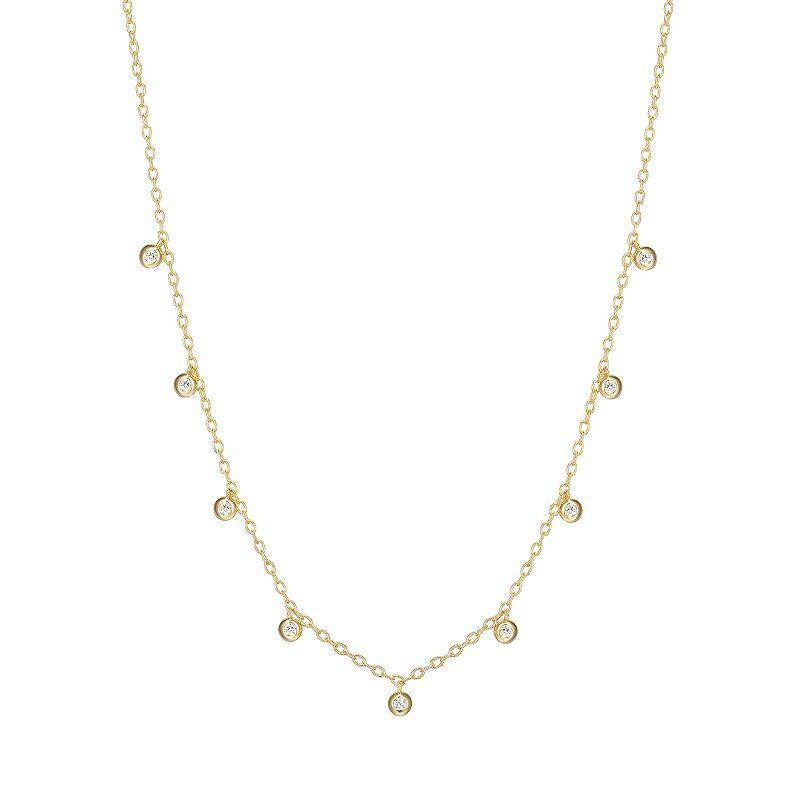 Sarafina 14k Gold Plated Cubic Zirconia Station Necklace, Womens, Gold Tone White Product Image