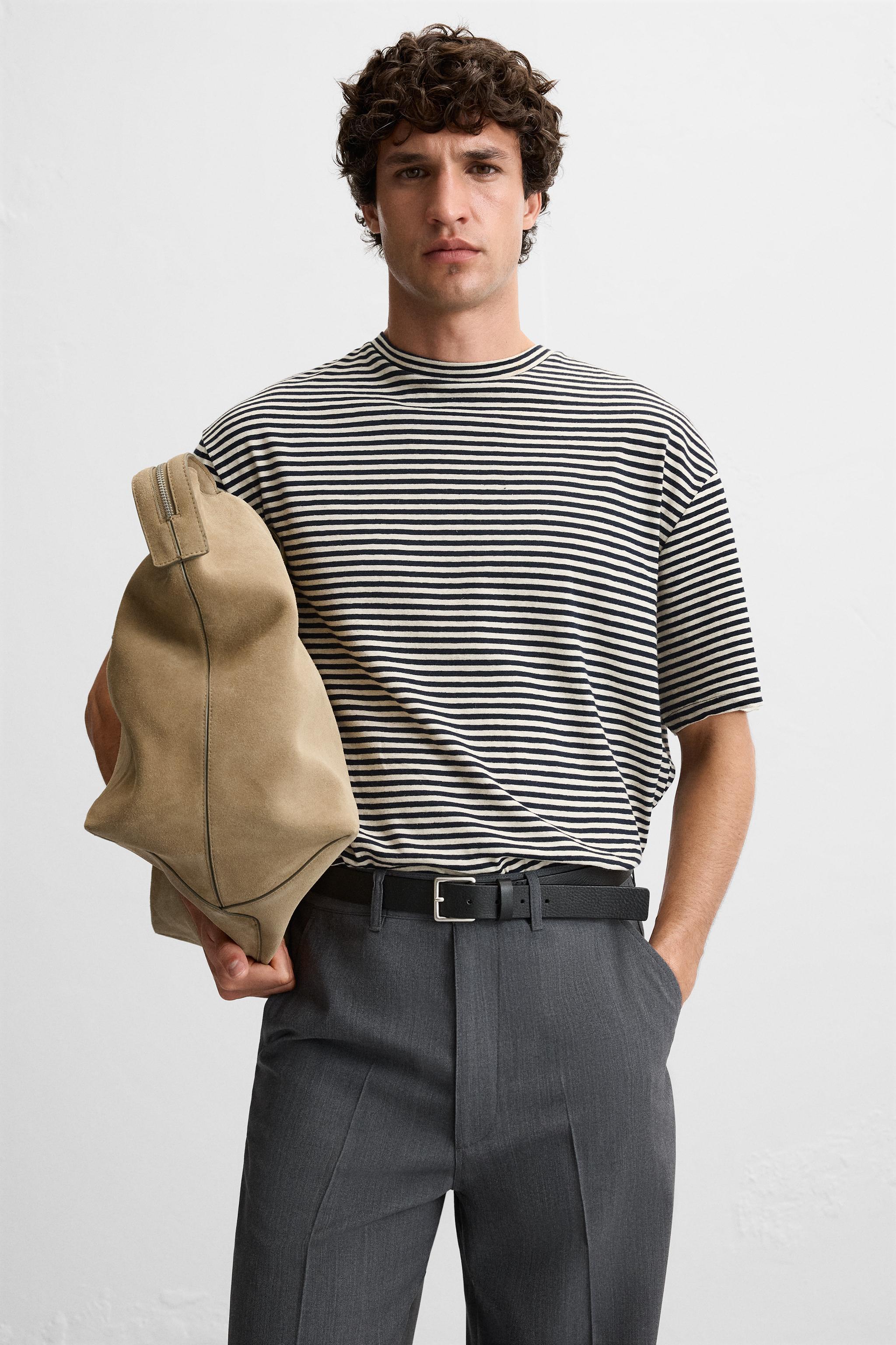 COTTON - LINEN STRIPED T-SHIRT Product Image