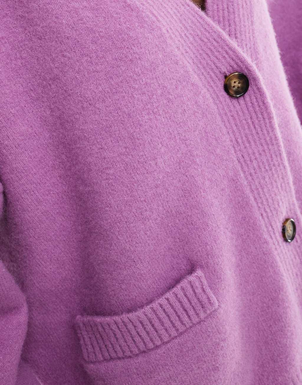 Monki knit button front oversized cardigan in lilac Product Image