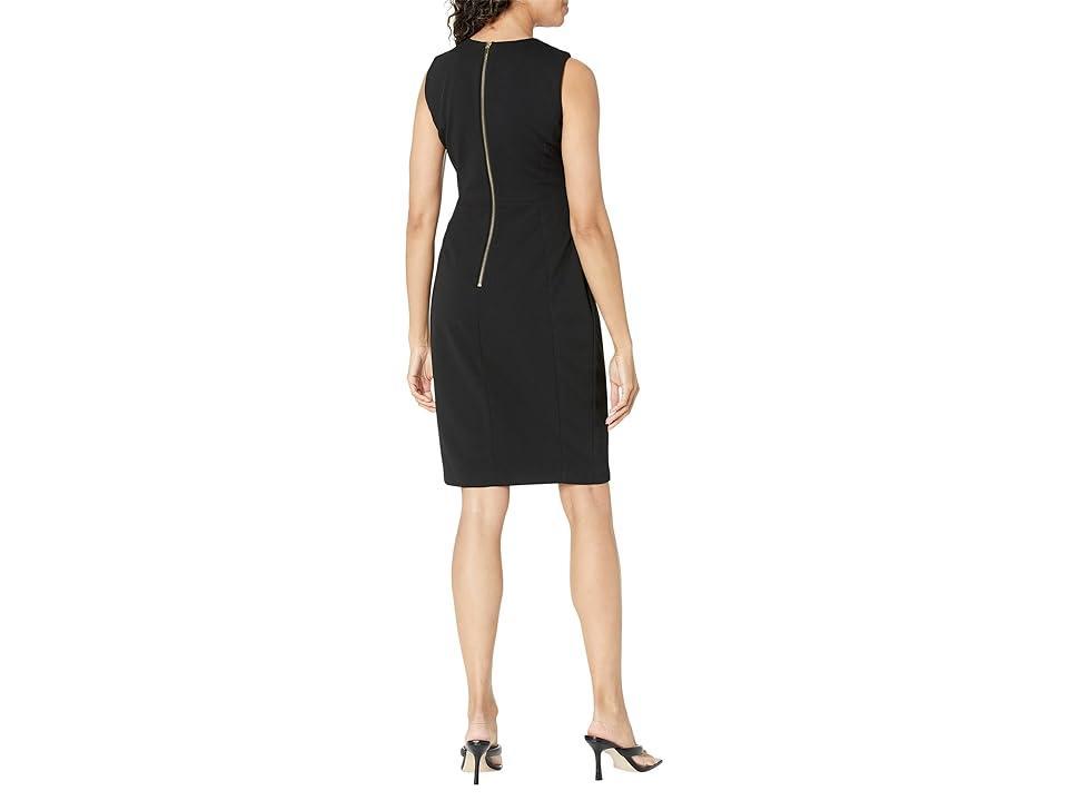 Calvin Klein Sleeveless Seam Front Scuba Crepe Crew Neck Sheath Dress Product Image