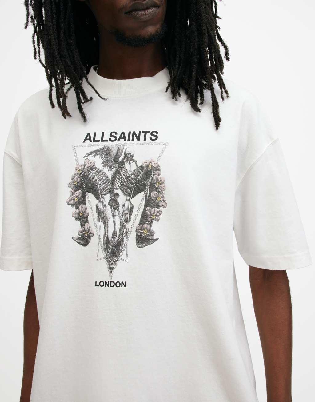 AllSaints Geist raskull print t-shirt in white Product Image