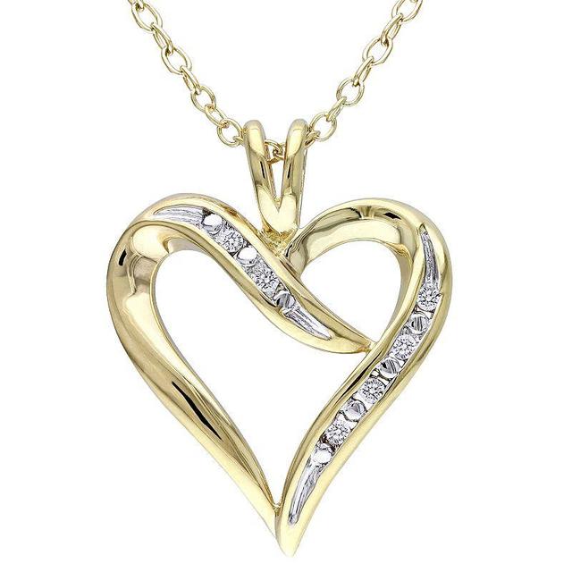 Stella Grace Yellow Rhodium-Plated Sterling Silver Diamond Accent Heart Pendant, Womens Gold Tone Product Image