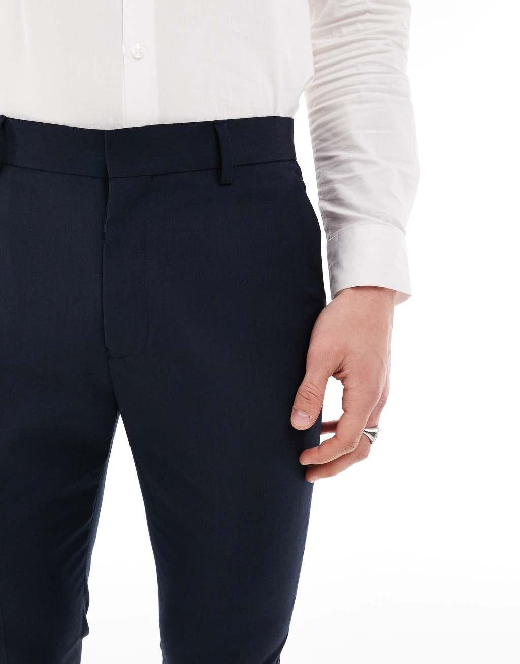 ASOS DESIGN skinny suit pants in navy Product Image