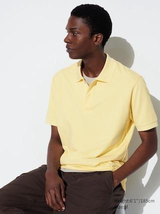 Mens Dry Pique Polo Shirt with Quick-Drying Yellow Small UNIQLO US Product Image