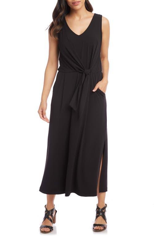 Karen Kane V-Neck Sleeveless Tie Front Side Slit Midi Dress Product Image