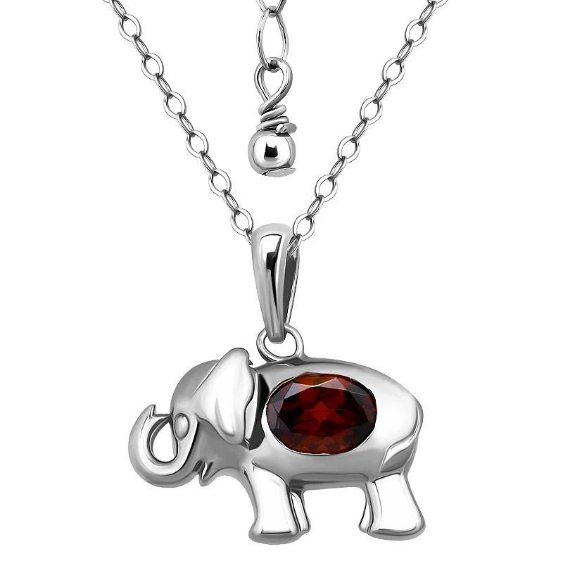 Aleure Precioso Sterling Silver Elephant Pendant Necklace, Womens Red Product Image