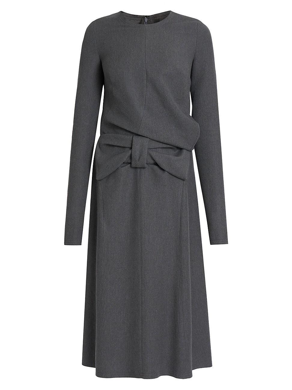 Womens Wool-Cotton Bow Midi-Dress Product Image