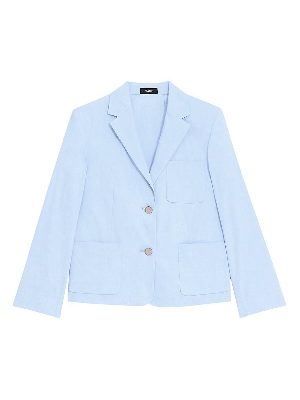 Womens Shrunken Linen-Blend Blazer Product Image