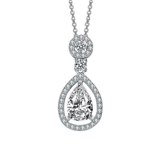 Sterling Silver Cubic Zirconia Pear Drop Necklace, Womens Product Image