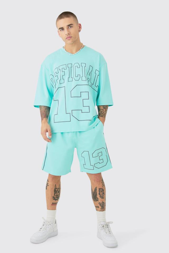 Oversized 1/2 Sleeve T-shirt & Short Set | boohooMAN USA Product Image