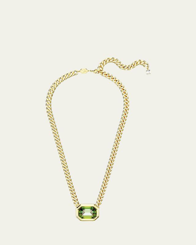 Swarovski Millenia Green Octagon Cut Bezel Pendant Necklace in Gold Tone, 17.72-18.5 Product Image