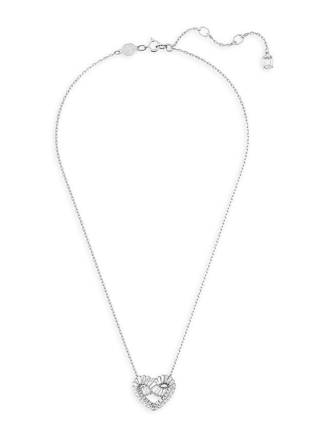 Womens Matrix Rhodium-Plated & Crystal Heart Pendant Necklace Product Image