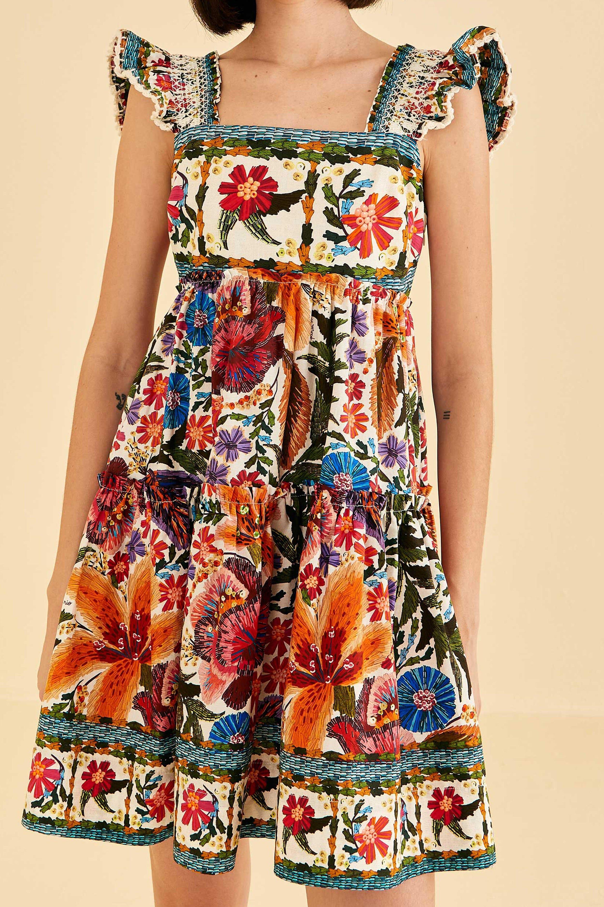 Off-White Tropical Yard Sleeveless Mini Dress Product Image