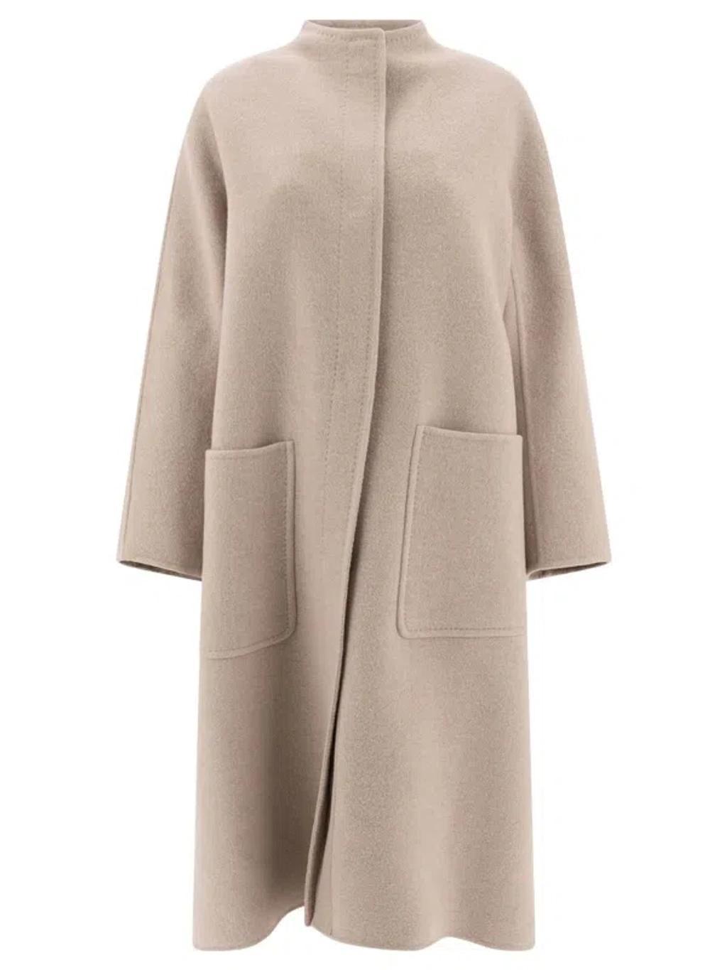 MAX MARA Flared Double Cashmere Coat Coats Beige Product Image