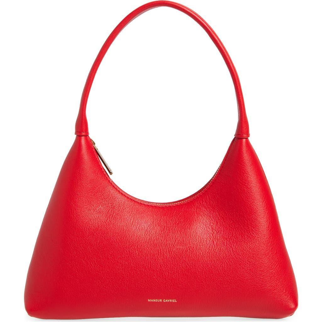 MANSUR GAVRIEL Mini Candy Leather Hobo Bag In Red Product Image