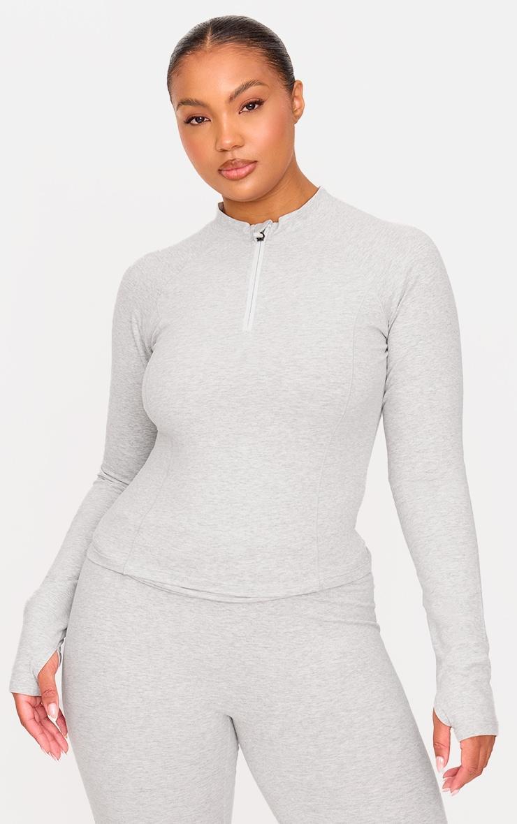 Ash Grey Sculpt Quarter Zip Gym Top Product Image