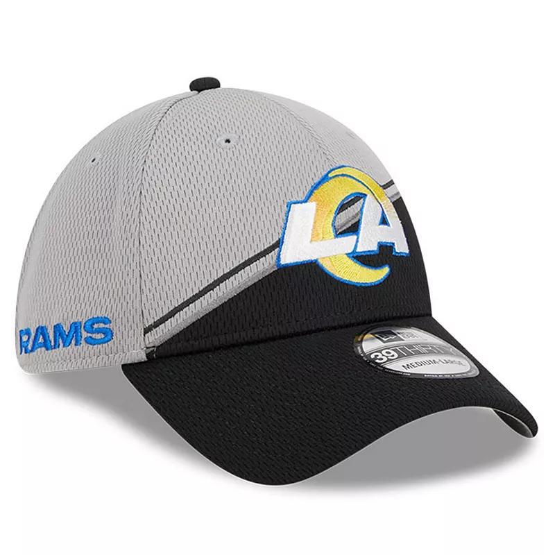 Mens New Era Gray/Black Los Angeles Rams 2023 Sideline 39THIRTY Flex Hat Product Image