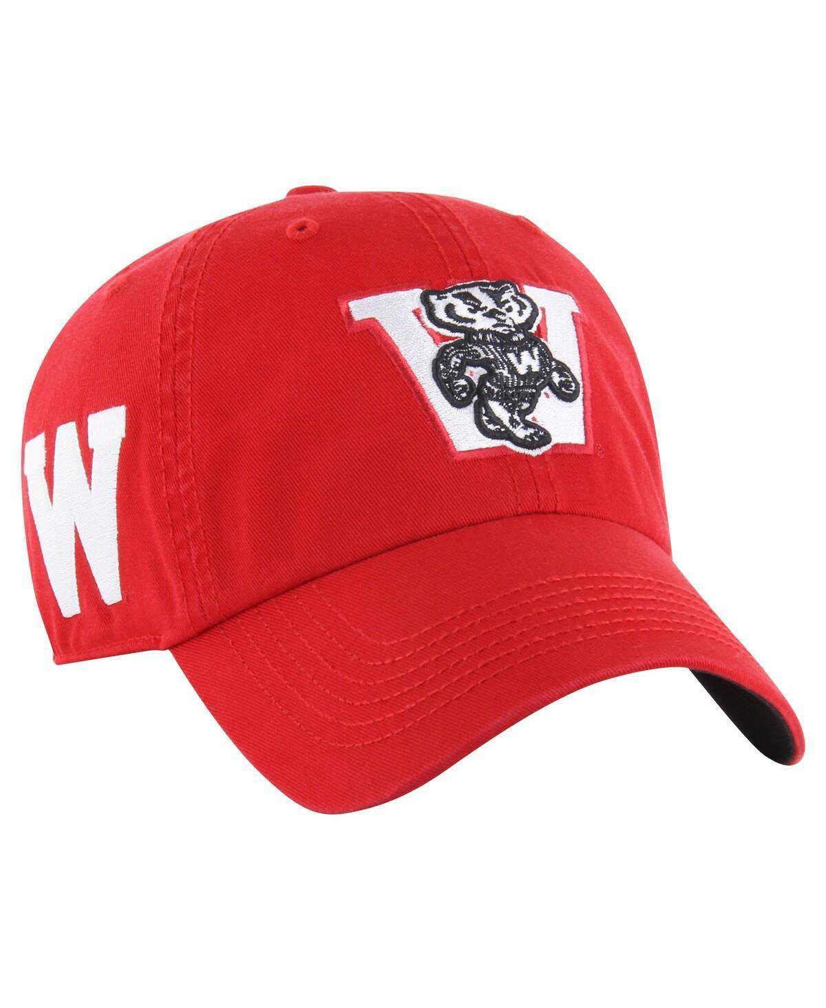 47 Brand Mens Red Wisconsin Badgers Vintage Sure Shot Franchise Fitted Hat Product Image