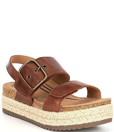 Aetrex Vania Leather Buckle Detail Platform Espadrille Sandals Product Image