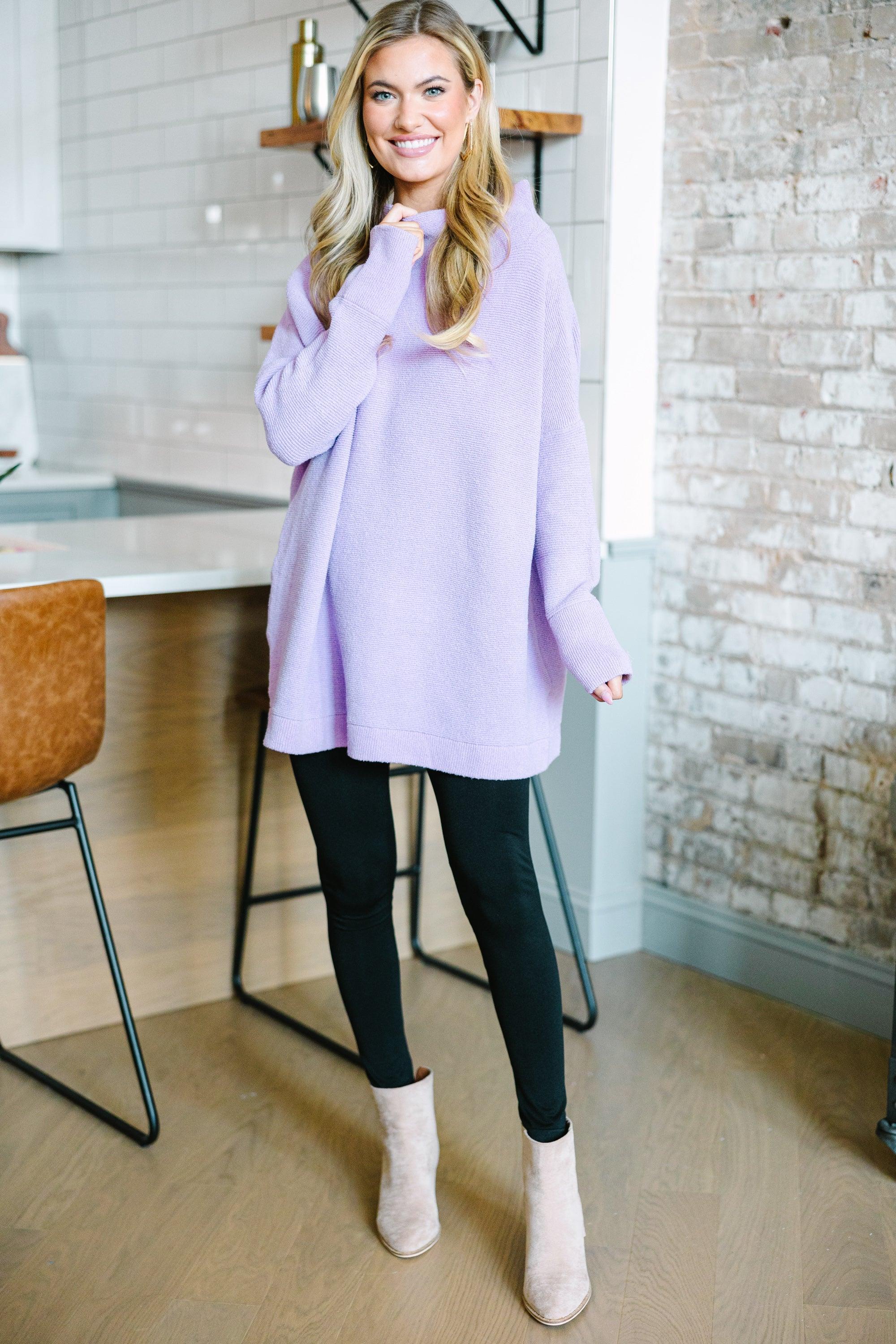 The Slouchy Lavender Purple Mock Neck Tunic Female Product Image