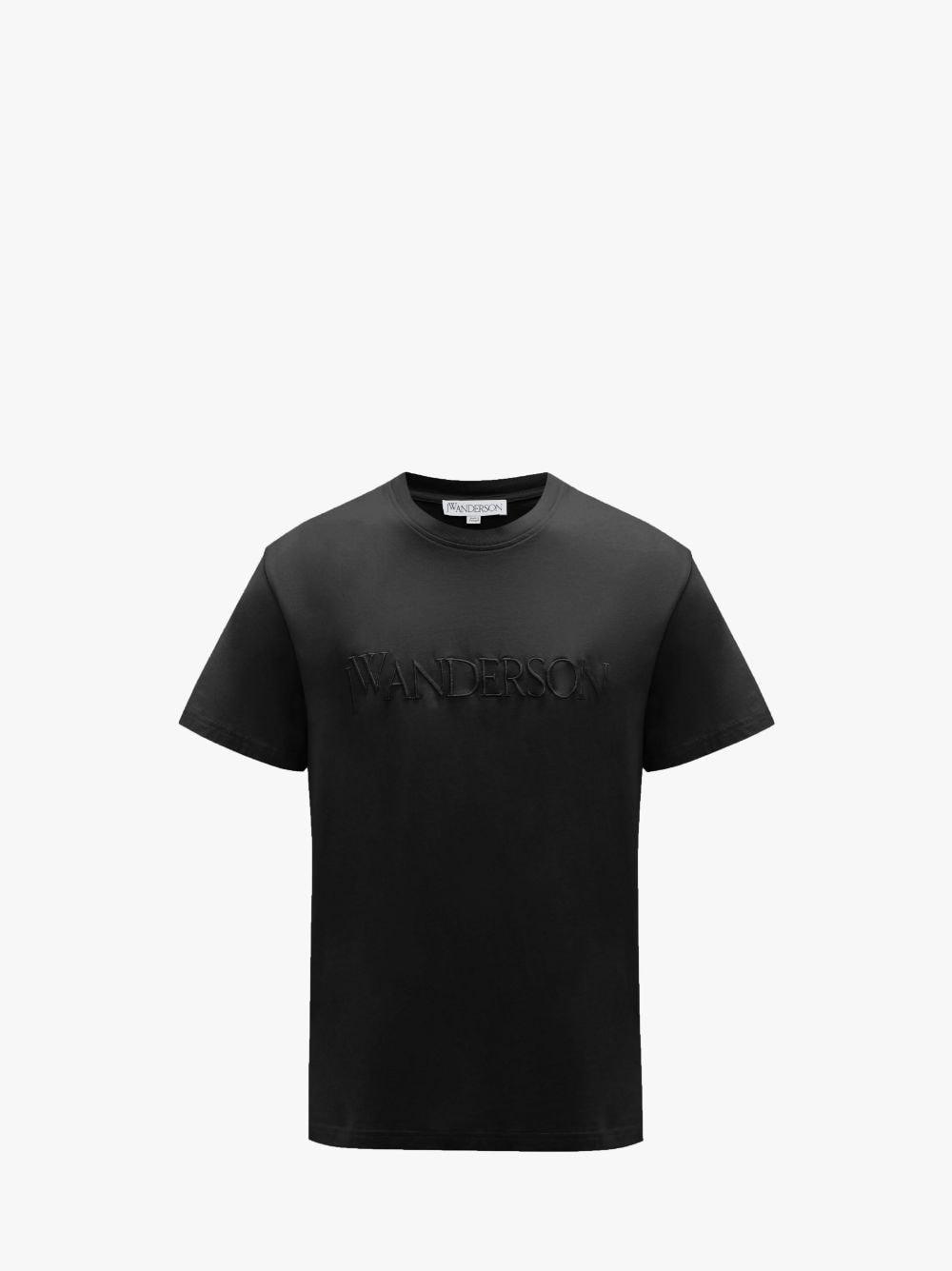 T-SHIRT WITH LOGO EMBROIDERY in black | JW Anderson US  Product Image