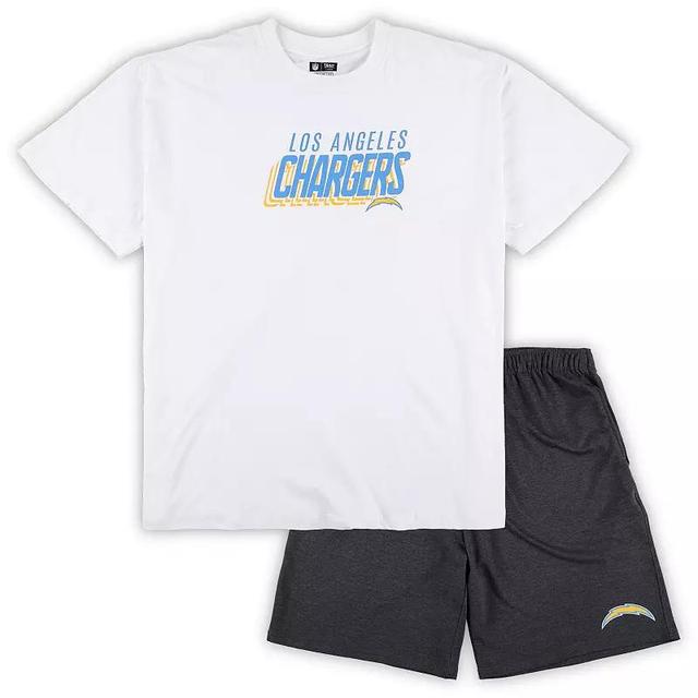 Mens Concepts Sport /Charcoal Los Angeles Chargers Big & Tall T-Shirt and Shorts Set Product Image