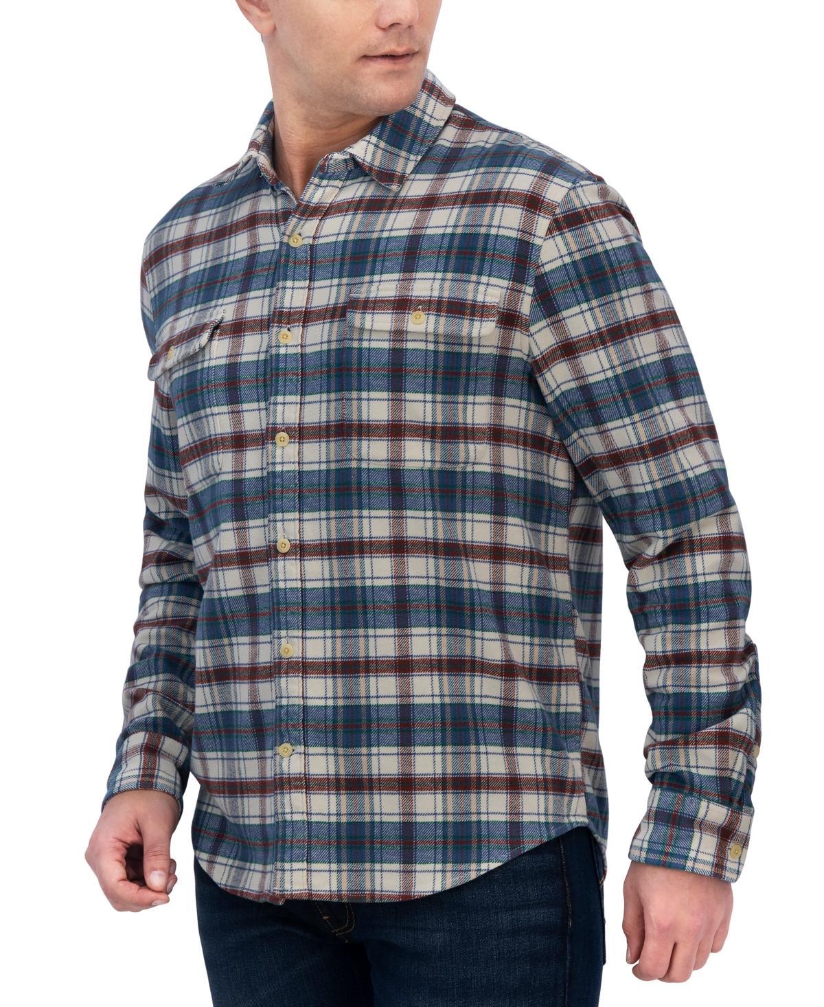 Lucky Brand Plaid Workwear Cloud Soft Long Sleeve Flannel Top (Blue Plaid) Men's Clothing Product Image