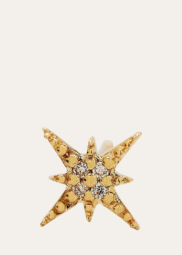 Womens 14K Yellow Gold & Diamond Mini Starburst Single Stud Earring - Gold - Gold Product Image