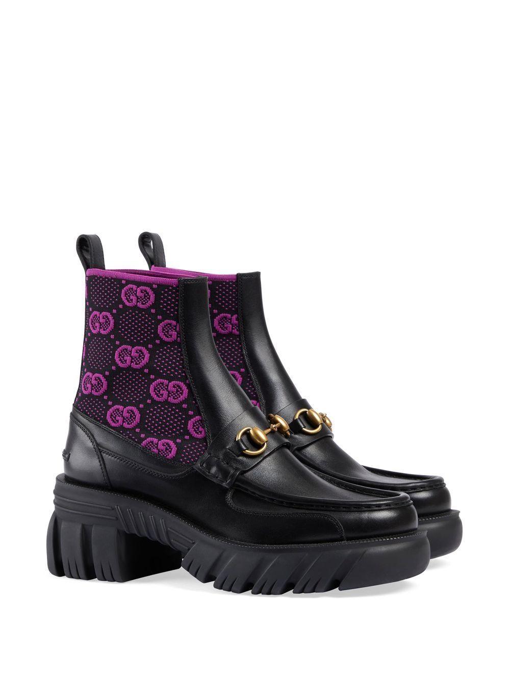 Women's Gg Jersey Boot With Horsebit In Black Product Image