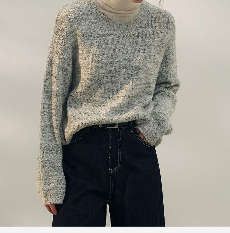 Round Neck Plain Oversized Sweater Product Image