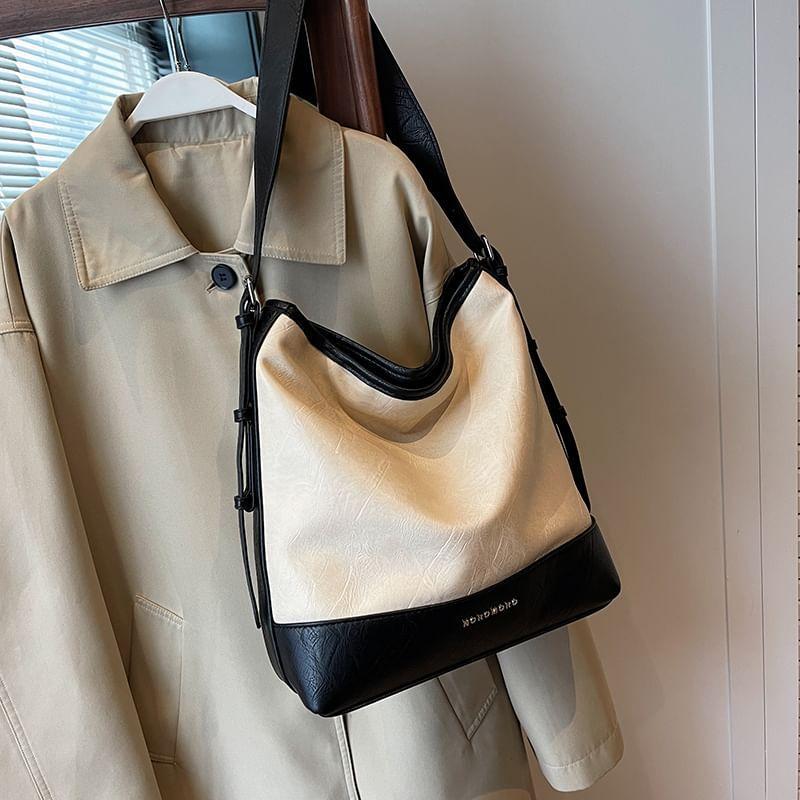 Two Tone Faux Leather Bucket Bag Product Image