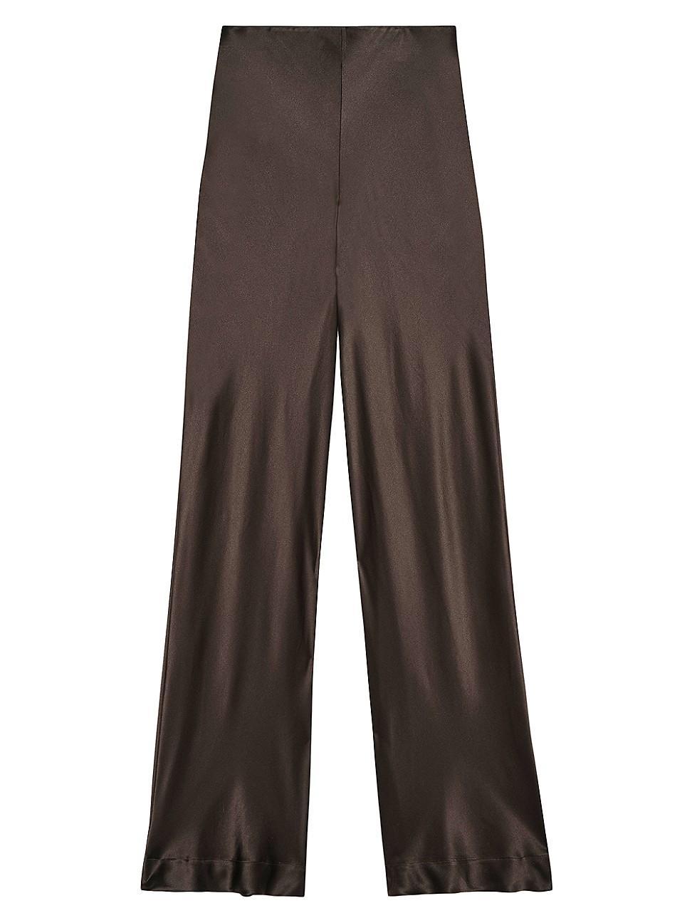 Womens Silk Wide-Leg Pull-On Pants product image