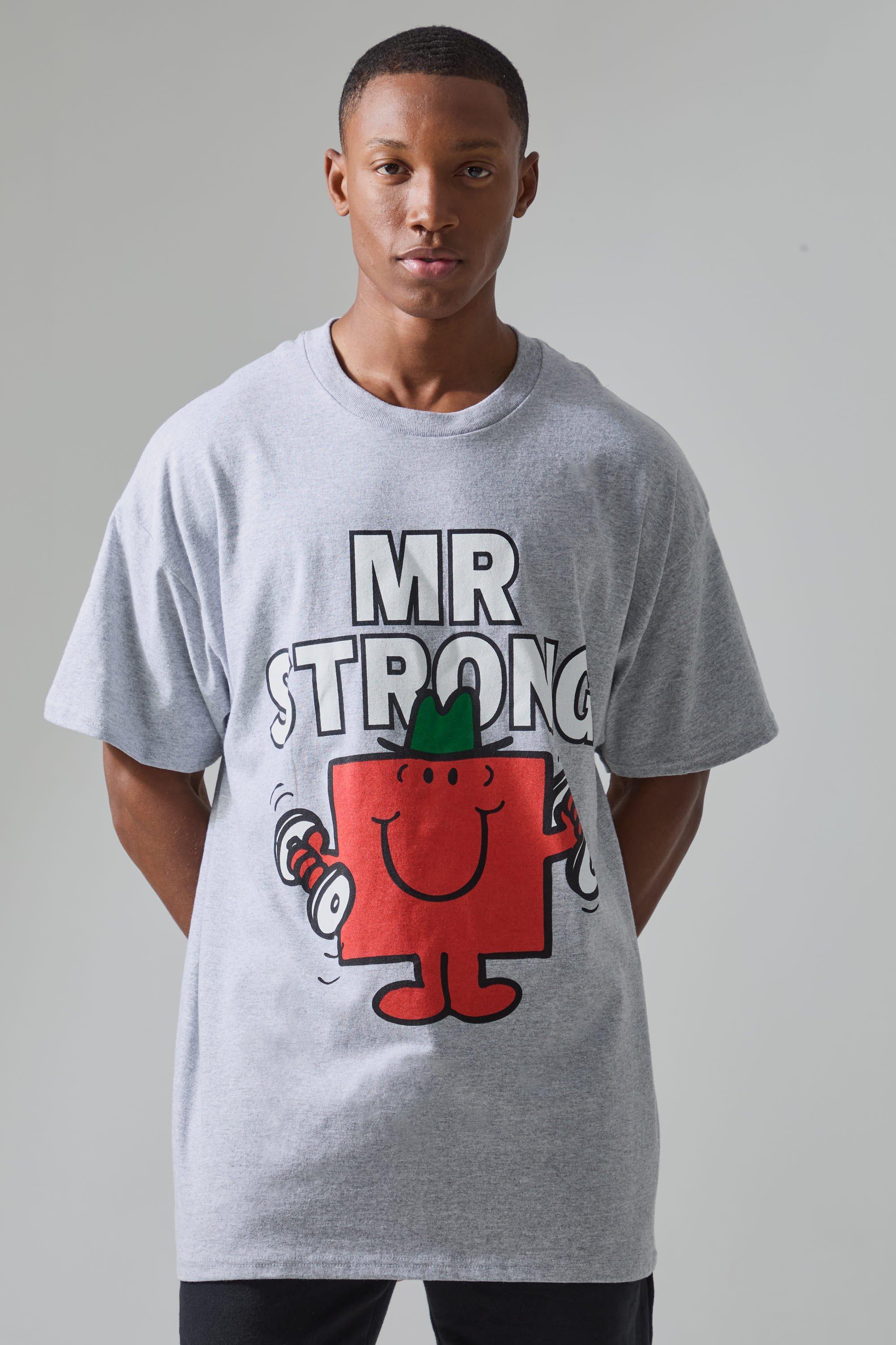 Active Mr Men Mr Strong License Oversized T-shirt | boohooMAN USA Product Image