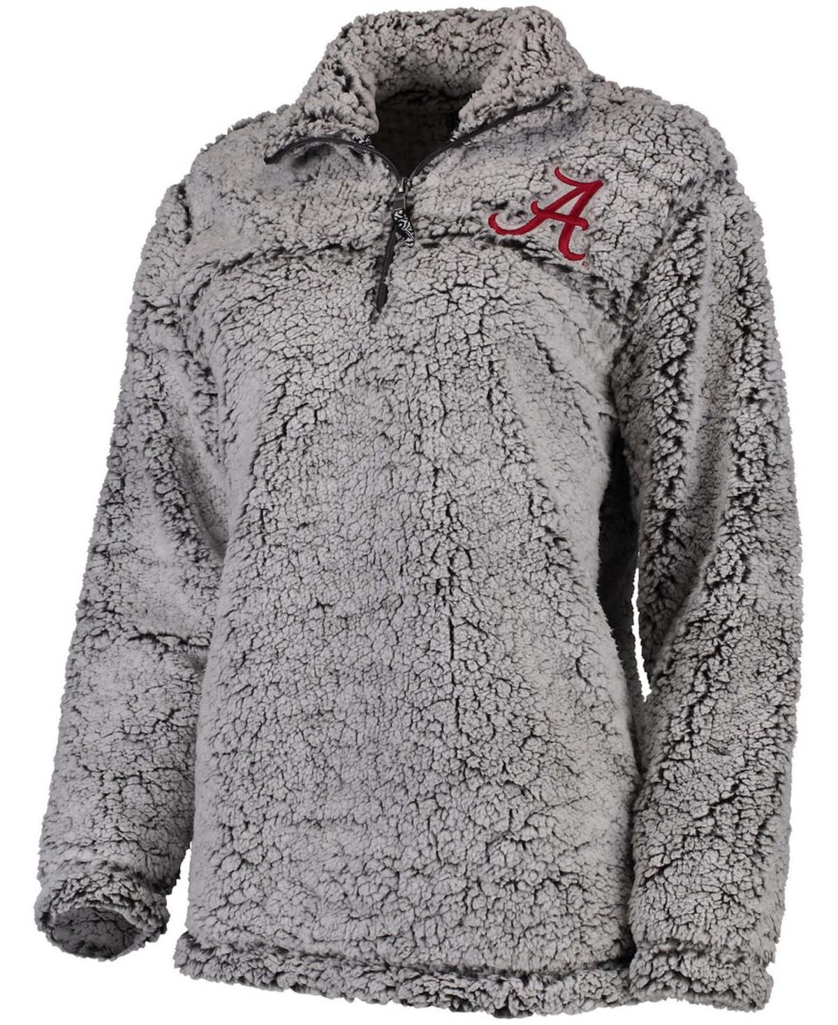 Womens Gray Alabama Crimson Tide Sherpa Super-Soft Quarter-Zip Pullover Jacket Product Image