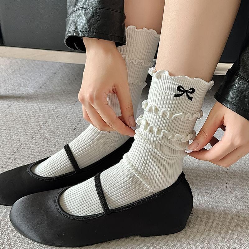 Ribbon Accent Frill Trim Socks / Set Product Image