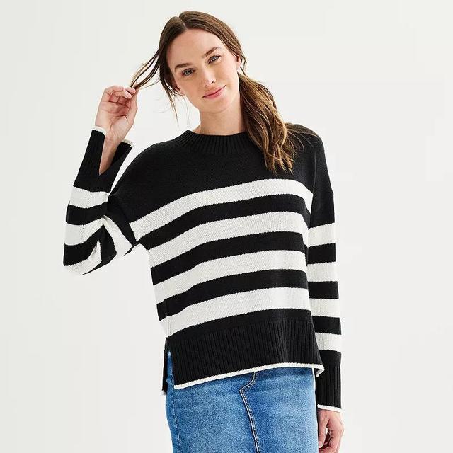 Womens Sonoma Goods For Life Side Slit Crewneck Sweater Product Image