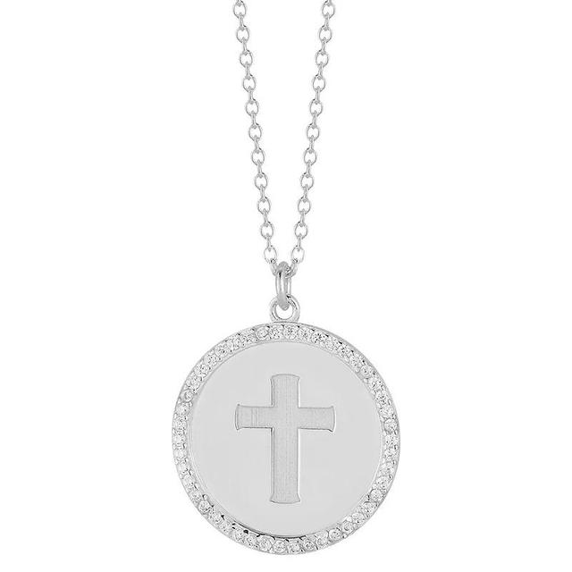 Sunkissed Sterling 14k Gold over Silver CZ Cross Necklace, Womens Silver Tone Product Image