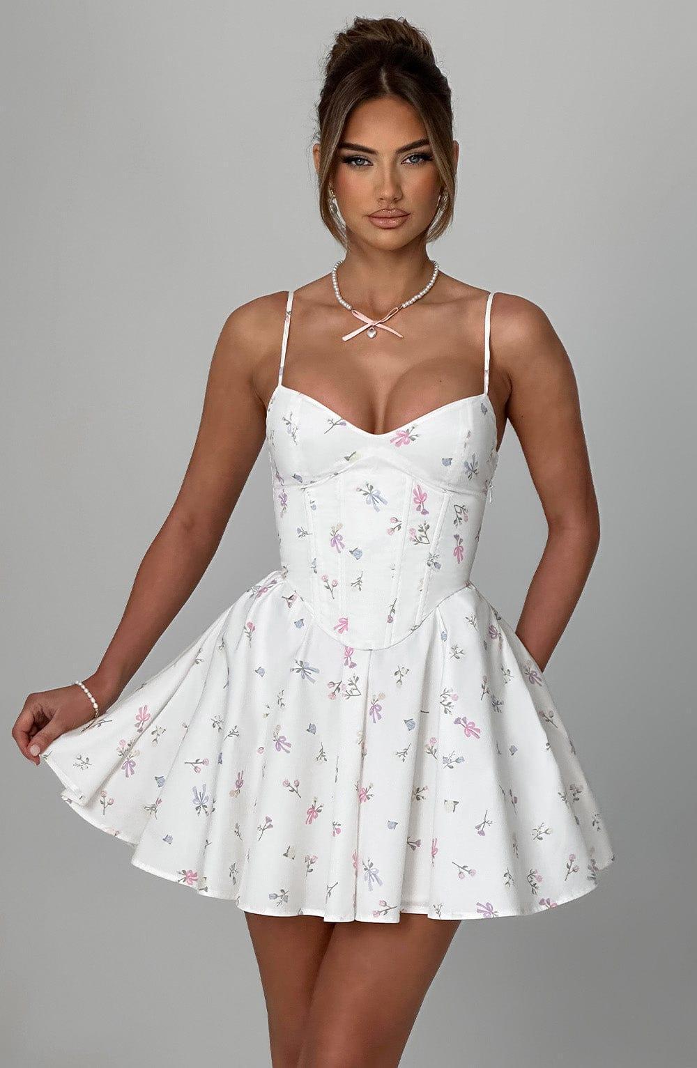 Analeigh Mini Dress - White Multi Floral Print Product Image