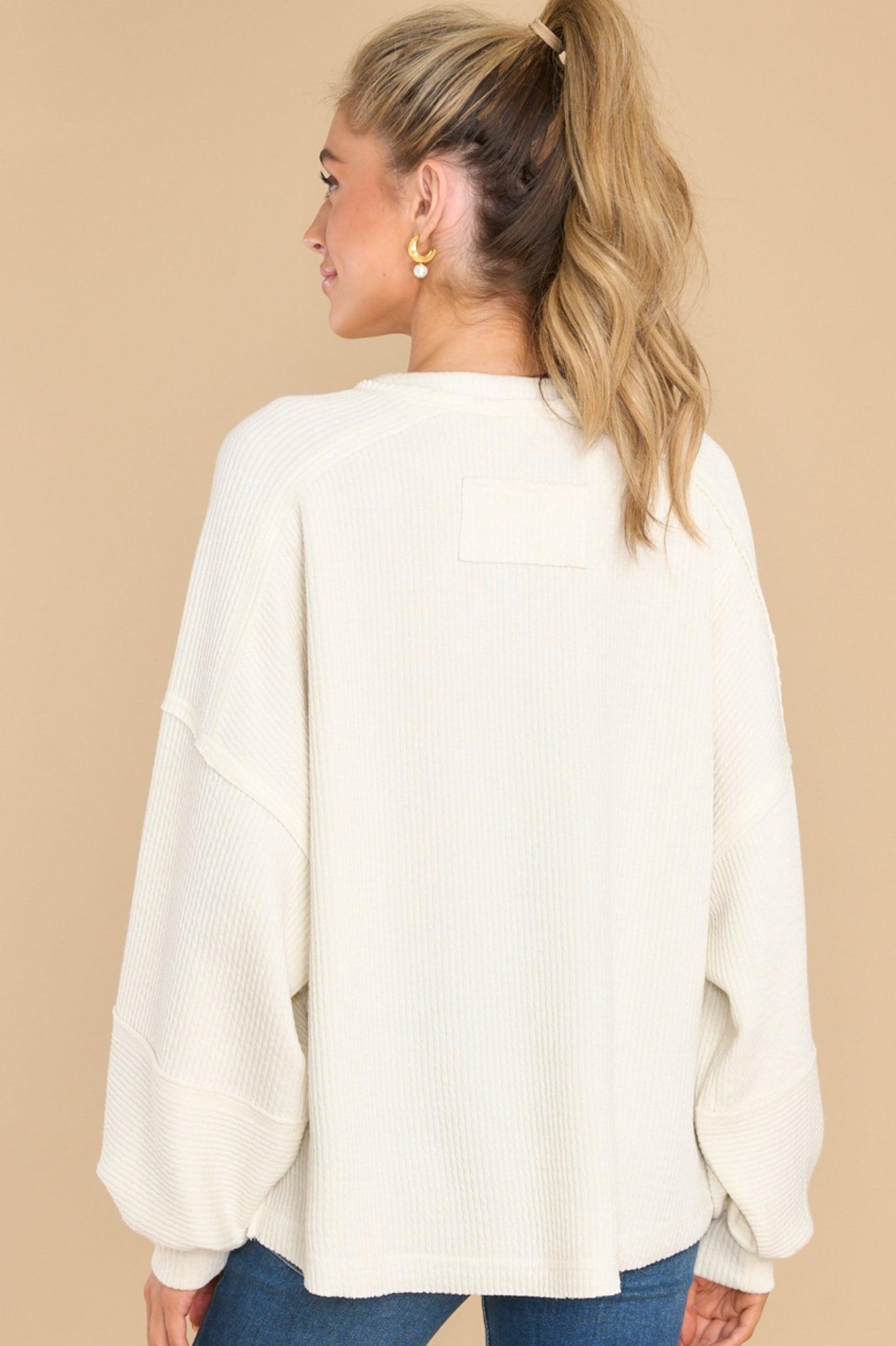 Infinite Comfort Ivory Knit Long Sleeve Top Product Image