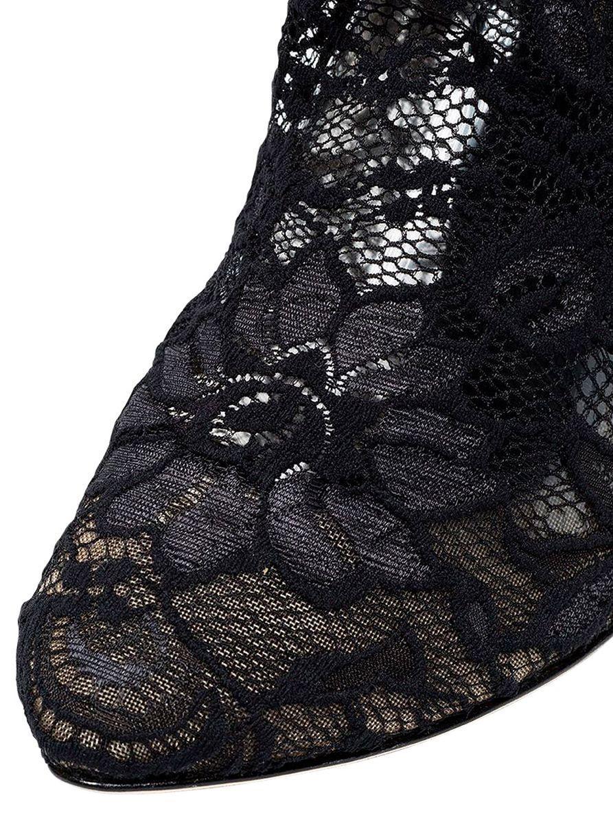 DOLCE & GABBANA Black Stretch Lace Boots Product Image