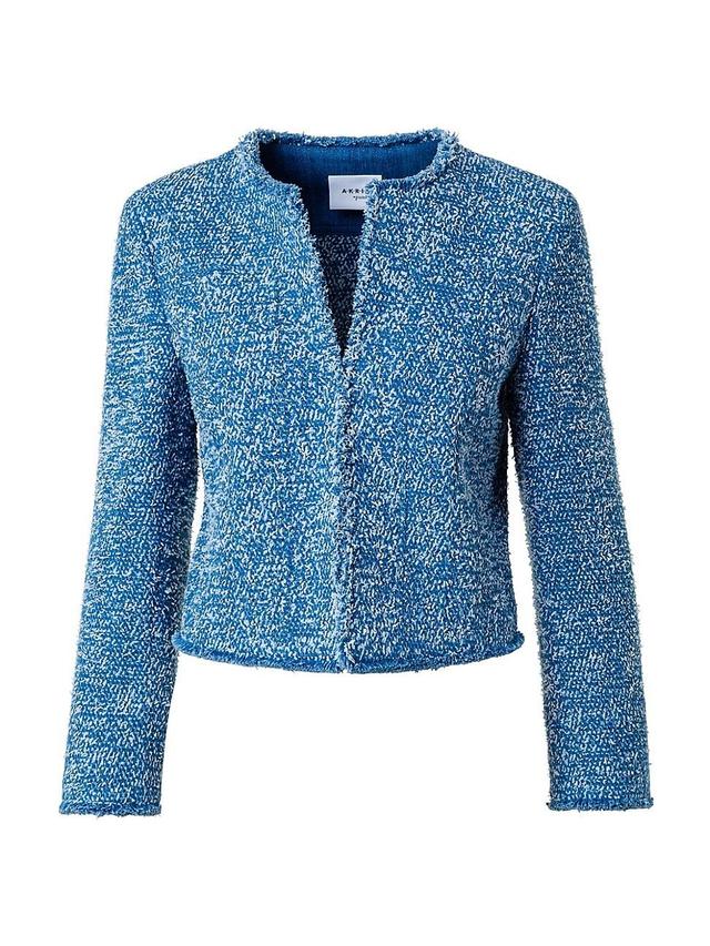 Womens Denim Tweed Cropped Jacket Product Image